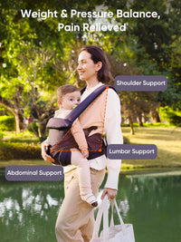 Baby Carrier Newborn to Toddler - Innovation EaseFit Adjustment Knob, Ergonomic Lightweight Cotton Carrier, Quick Attach Magnetic Buckle, Thickened Leg Pad, Widened Belt, with Bib, for 3-20KG