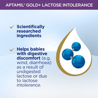 Aptamil Gold+ Lactose Intolerance Baby Infant Formula, From Birth to 12 Months, 900g