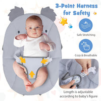 BABY JOY Portable Baby Bouncer, Infant Rocker with Removable Toys Bar, Music, Machine Washable Cover, Baby Bouncer Soothing Vibrations with 30° Spine Tilt, 3-Point Harness for 0-6 Months