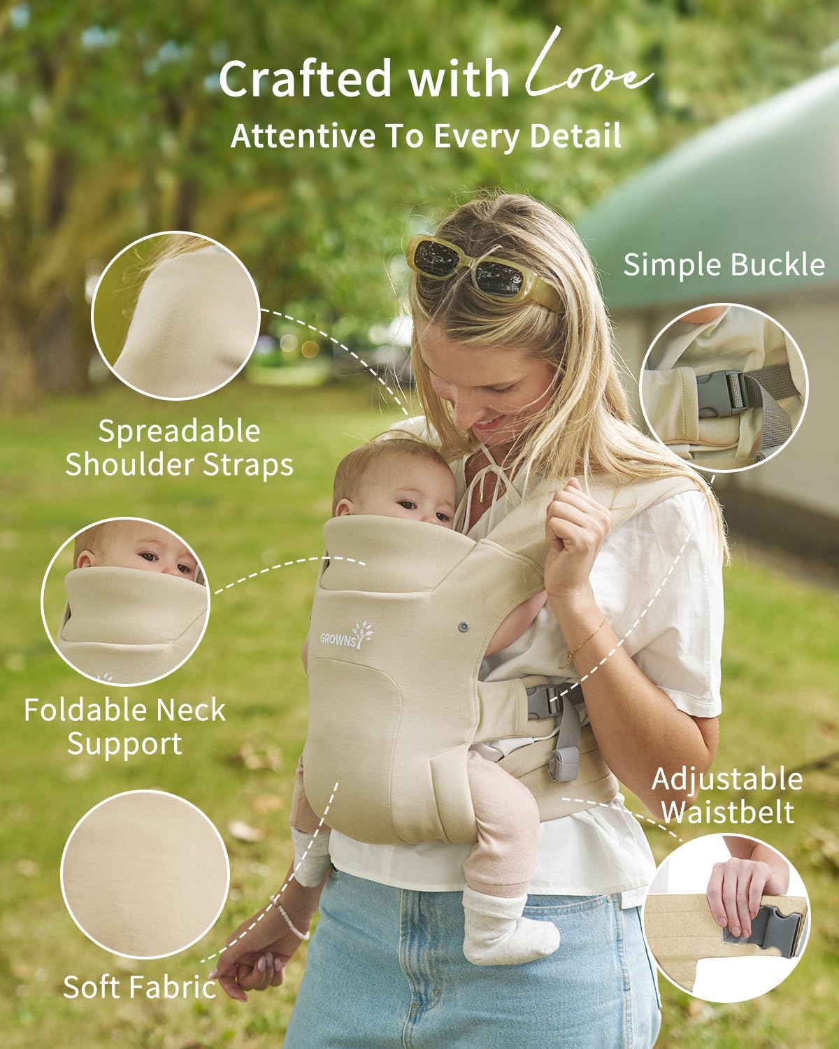 GROWNSY Newborn Carrier, Baby Carrier Newborn to Toddler