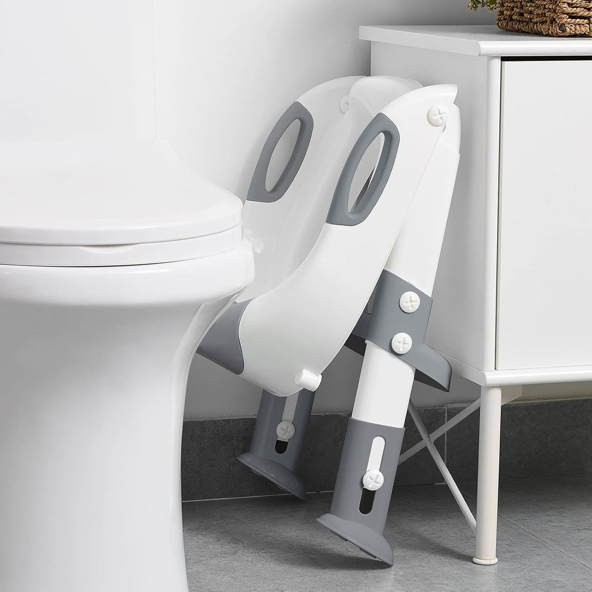 Potty Training Seat with Step Stool Ladder, SKYROKU Potty Training Toilet for Kids Boys Girls Toddlers - Grey