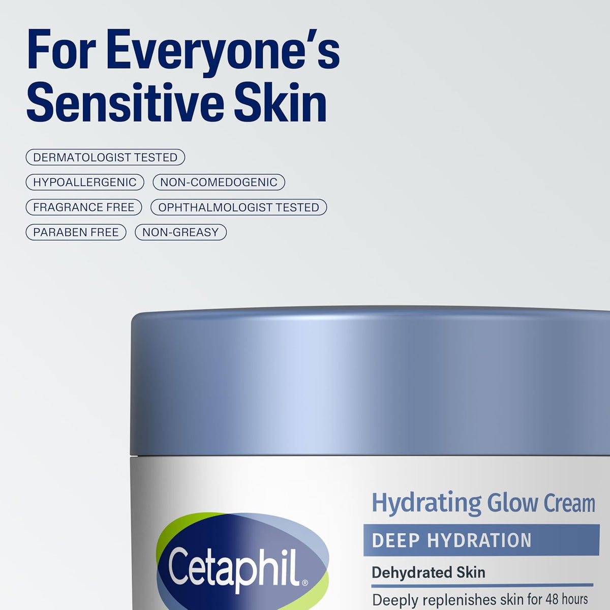 Cetaphil Deep Hydration Healthy Glow Daily Face Cream, 1.7 oz, 48 Hour Dry Skin Face Moisturizer for Sensitive Skin