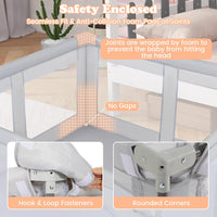 BABY JOY Baby Playpen 150 x 150 cm, BPA-Free Foldable Toddlers Safety Fence Play Yard with Zipper Gate, 50 Ocean Balls and 4 Pull-up Ring