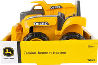 John Deere 6" Construction Vehicle Toys 2 Pack; Dump Truck & Tractor with Loader,Yellow