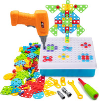 Creative Mosaic Drill Set for Kids, Creative Drilling Toy with Screwdriver Tool Playset, 3+