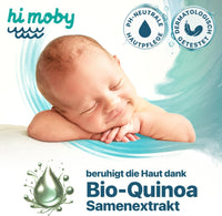 hi moby - 600 baby wipes made of cotton and linen, with organic quinoa, no perfume, no plastic, for sensitive baby skin, biodegradable, pack of 12, 50 wipes each