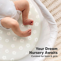 2-Pack Organic Bassinet Sheets for Girls, Boys - 100% Cotton Bassinet Mattress Sheets(Meadow)