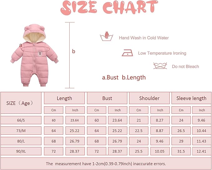 Baby Snowsuit Infant Boys Girls Winter Warm Jumpsuit Thick Hooded Bodysuit One Piece Snow Wear Romper