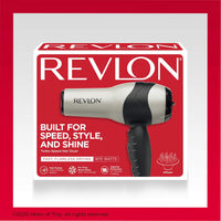 REVLON Turbo Hair Dryer with Advanced Ionic Technology, Ceramic Coating | Turbo Heat and Cold Shot Features, 1875 Watts for Fast Drying and Shine (Silver)