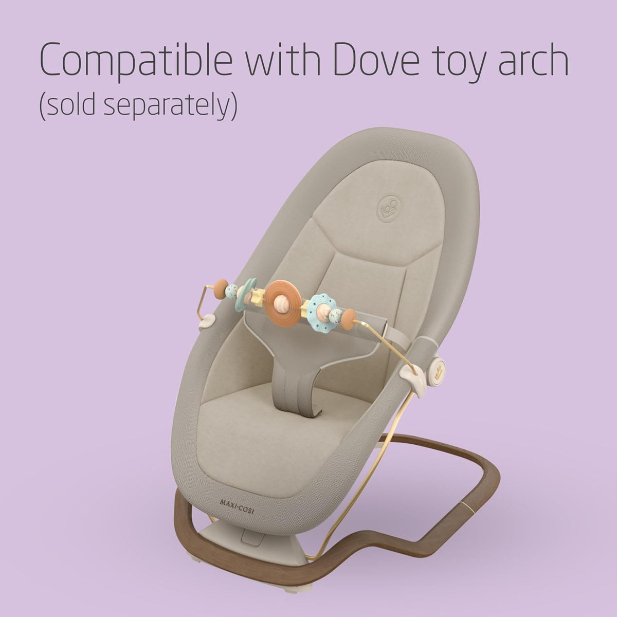 Maxi-Cosi Dove, Baby Bouncer, 0-3 Years, 0-15 kg, Lightweight Baby Bouncer, Foldable, Portable, Natural Bouncing, 3 Recline Positions, Eco Care 100% Recycled Fabrics, Elegance Beige