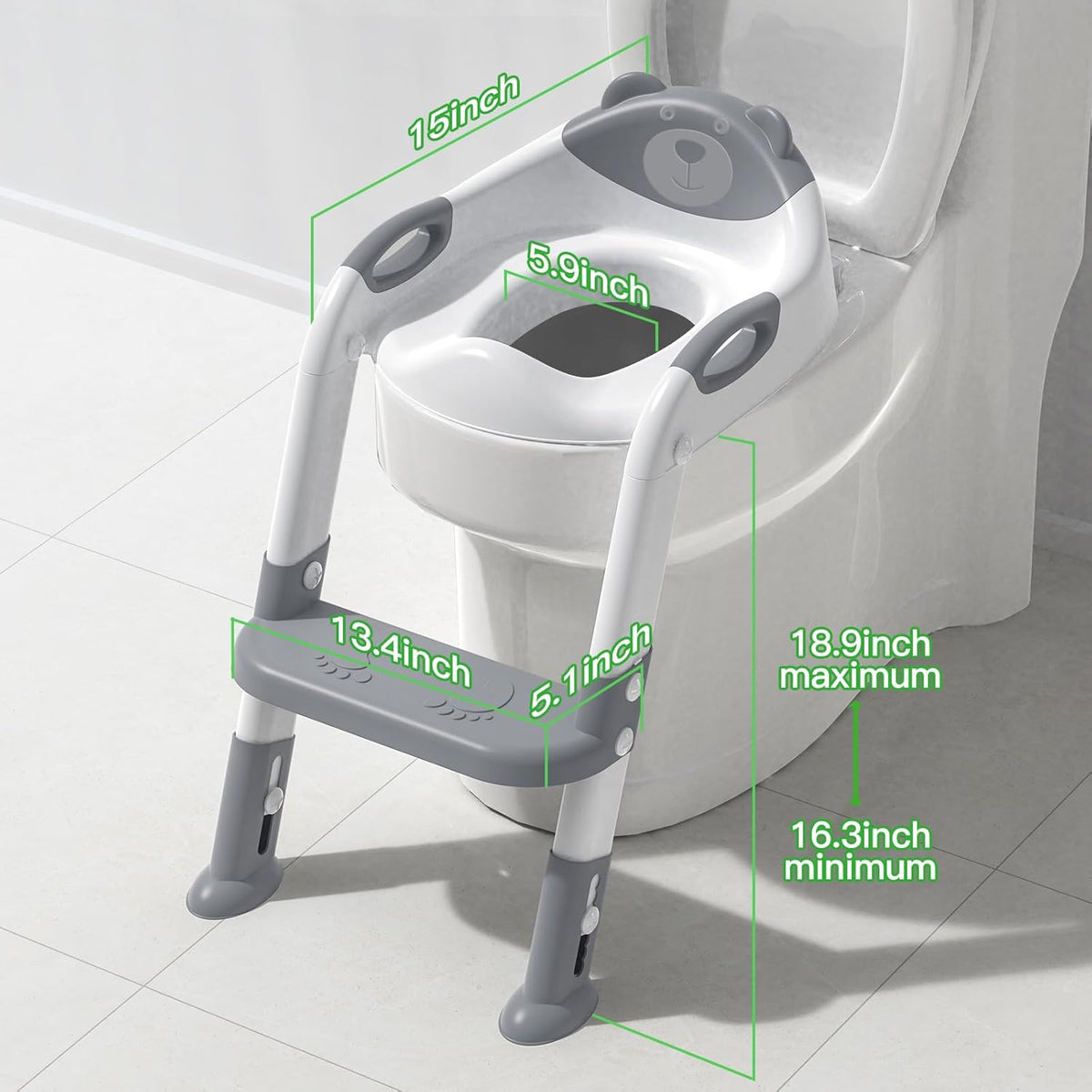 Potty Training Seat with Step Stool Ladder, SKYROKU Potty Training Toilet for Kids Boys Girls Toddlers - Grey