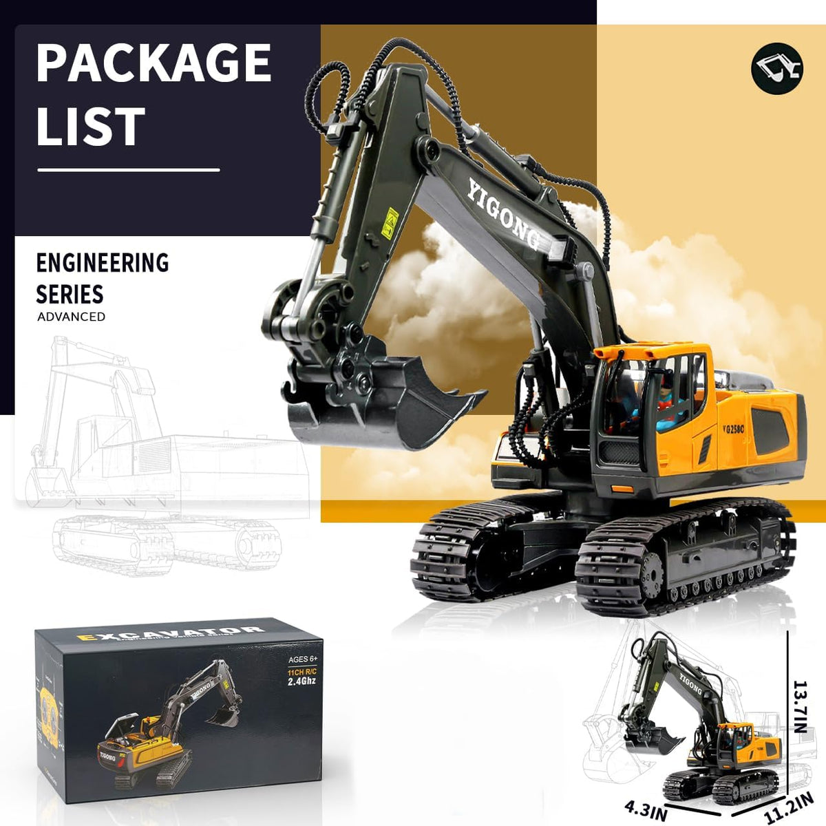 Remote Control Excavator RC Digger Toy for Boys