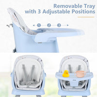 INFANS 8 in 1 Baby High Chair, Convertible Highchair for Babies and Toddlers (Blue)