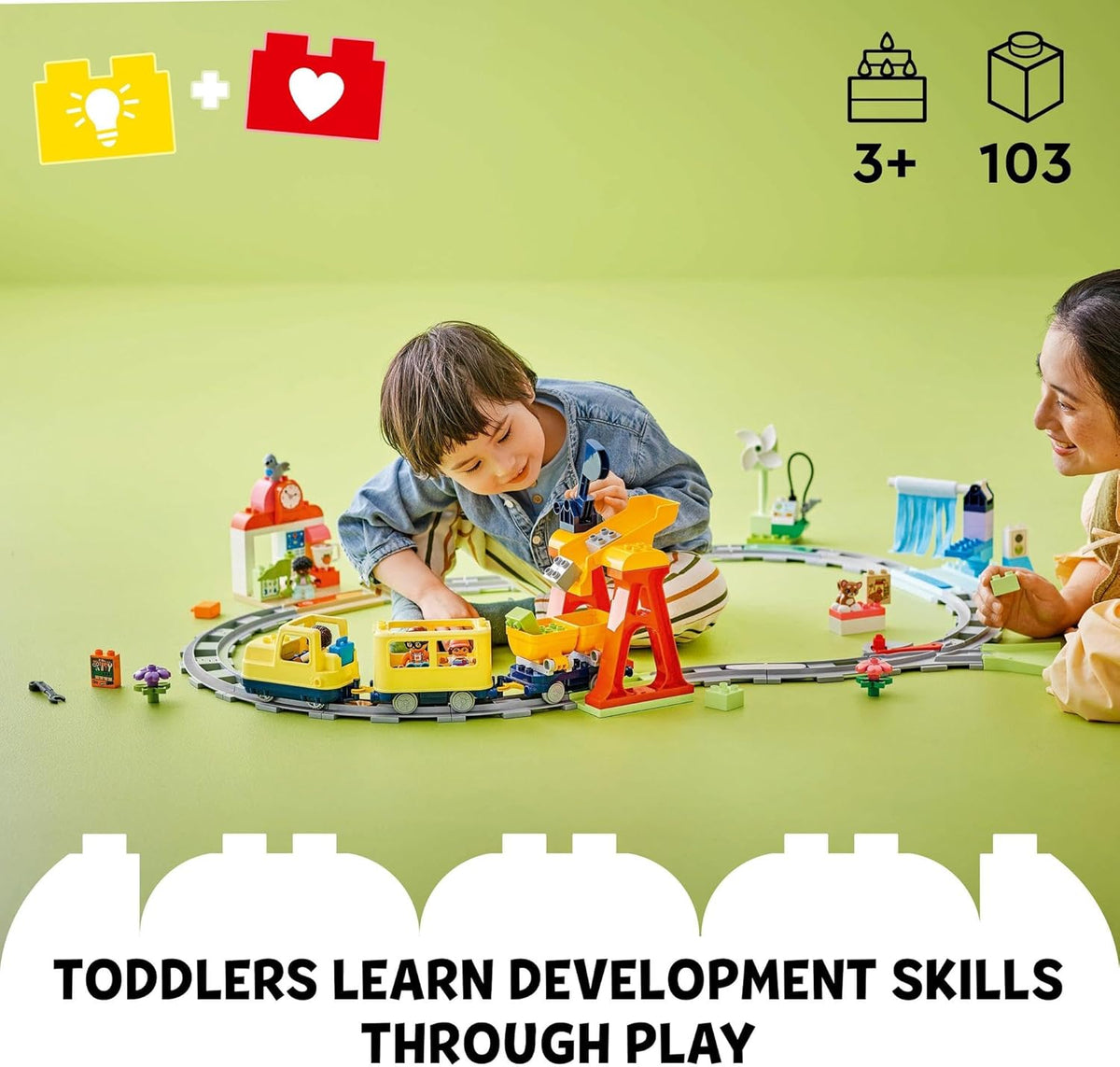 LEGO DUPLO Big Interactive Community Train Set, Toddler Learning Toy for 3+ Year Old Boys & Girls, Kids & Baby Toy with Lights, Sounds, 4 Figures and Train Tracks, Educational Montessori Toy 10428