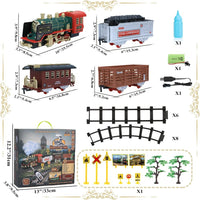 Remote Control Train Set,Sound and Lights Smoke Steam Locomotive Engine Train,Christmas Tree for 3 4 5 6 7 8+ Year