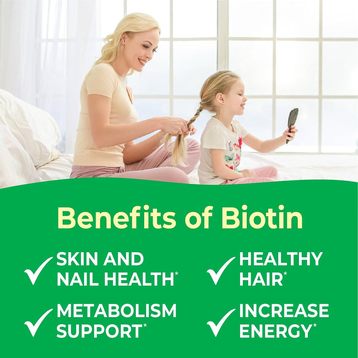 Kids Biotin 5000mcg Chewable Tablets | Tasty Biotin Supplement | Vegan, Non GMO | Hair Growth, Skin and Nail Heath | Hair Vitamins for Kids | 120 Chewables