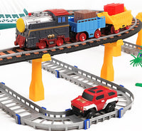Train Set Toy, Race Tracks with Electric Car, Train Track Playset for 3 4 5 Years
