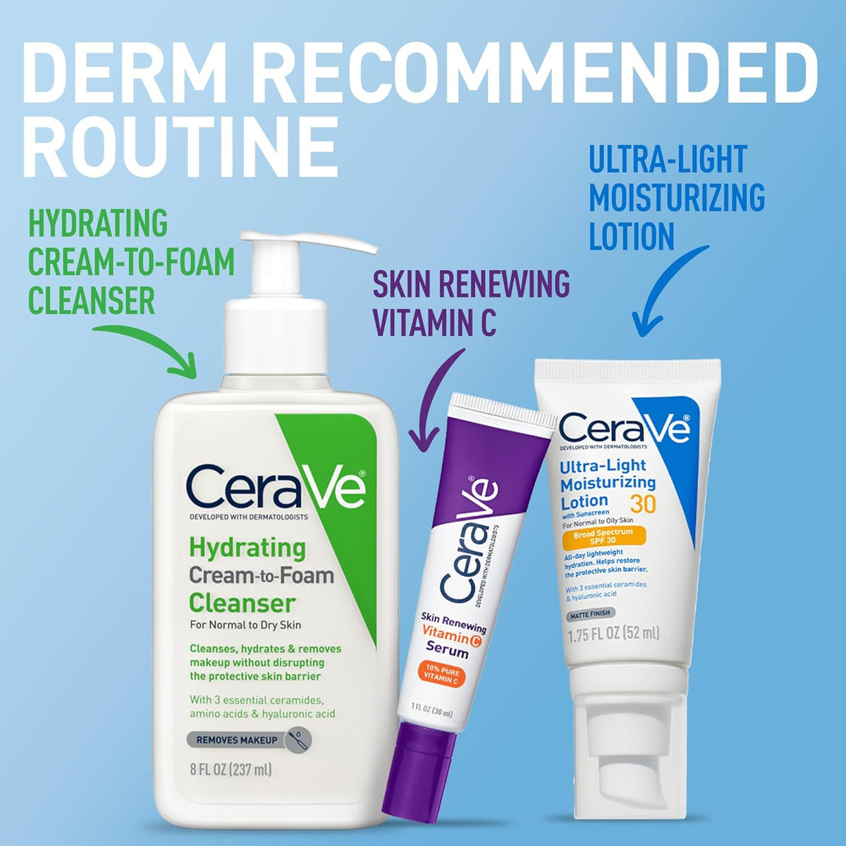 CeraVe Ultra-Light Moisturizing Lotion With SPF 30, Daily Face Moisturizer with SPF