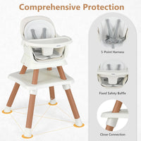 INFANS 8 in 1 Baby High Chair, Convertible Highchair for Babies and Toddlers (White)