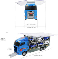 Joyfia 10 in 1 Mini Die-cast Police Truck Toy Set, Mini Patrol Rescue Vehicles in Carrier Truck Playset, Police Car Toys for 3+ Years Old Boys Girls Kids