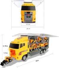 jenilily Construction Toy Vehicle Cars Model Trucks, Transporter Truck Mini Excavator Digger Dumper Tractor for Kids Boys Age 3+