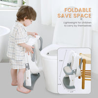 Potty Training Seat, Toddler Step Stool, 2 in 1 Potty Training Toilet for Kids,Grey