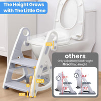 Potty Training Seat with Step Stool - Adjustable Height (Grey)