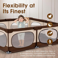 Playpals Baby Playpen, 150x180CM Play Pen for Babies & Toddlers, Large Baby Play Yards