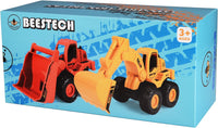 BEESTECH Construction Toys, Friction Powered Excavator Toy and Construction Loader Toy, Beach Sand Toys, Construction Truck Vehicles, Sandbox Toys for 3, 4, 5 Years Old Boys Kids Girls (2 Pack)