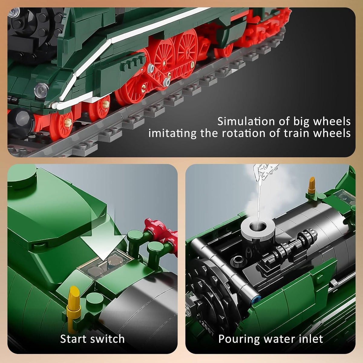 Mould King 12007 German Express Steam Train Building Set, LED Motor Track Model Block Kit, STEM Toy to Build Gift Boys Girls Aged 14+ 2348pcs