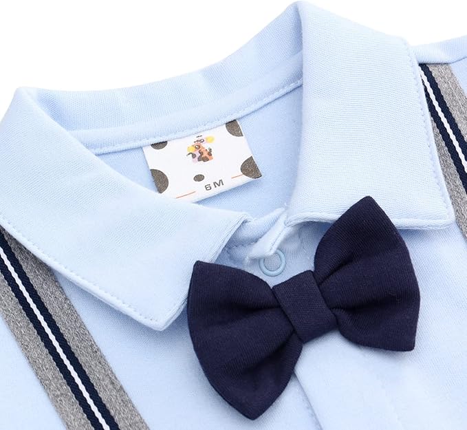 famuka Baby Boy One Piece Suit Toddler Gentleman Formal Romper Wedding Onesie with Bowtie