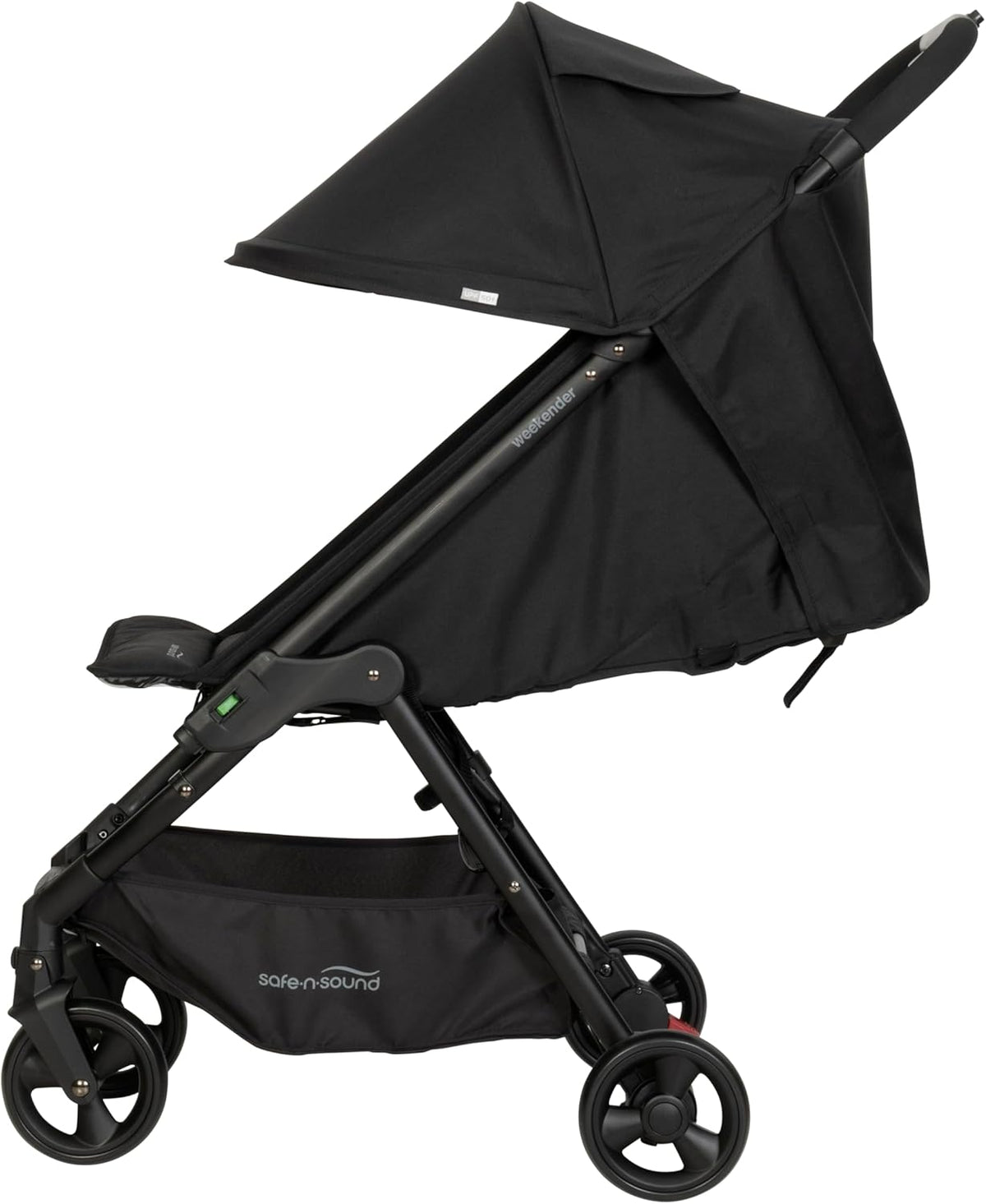 Safe-n-Sound Weekender Stroller, Compact, Lightweight Self Standing Fold with Adjustable Built in Carry Strap, 6kg Basket Capacity, Black (37015)