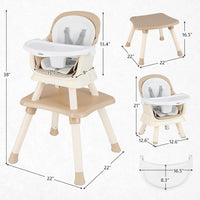 INFANS 8 in 1 Baby High Chair, Convertible Highchair for Babies and Toddlers(Light Brown)
