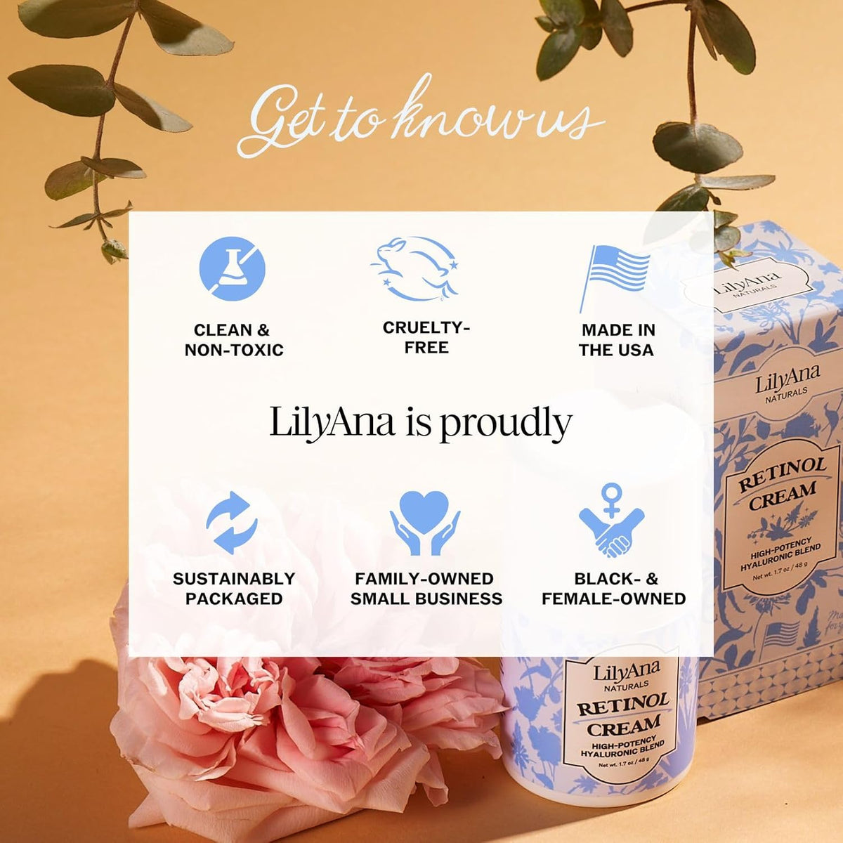 LilyAna Naturals Retinol Cream - Made in USA, Anti Aging Moisturizer for Face and Neck,Wrinkle, Retinol Complex - 1.7oz
