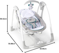 Ingenuity ConvertMe 2-in-1 Compact Portable Automatic Baby Swing & Infant Seat, Battery-Powered Vibrations, Nature Sounds, 0-9 Months 6-20 lbs (Nash)