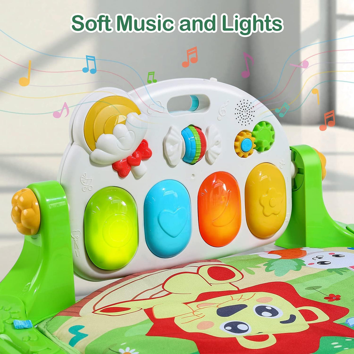 Baby Gym Play Mat, Play Piano Gym with Tummy Time Activity Mat