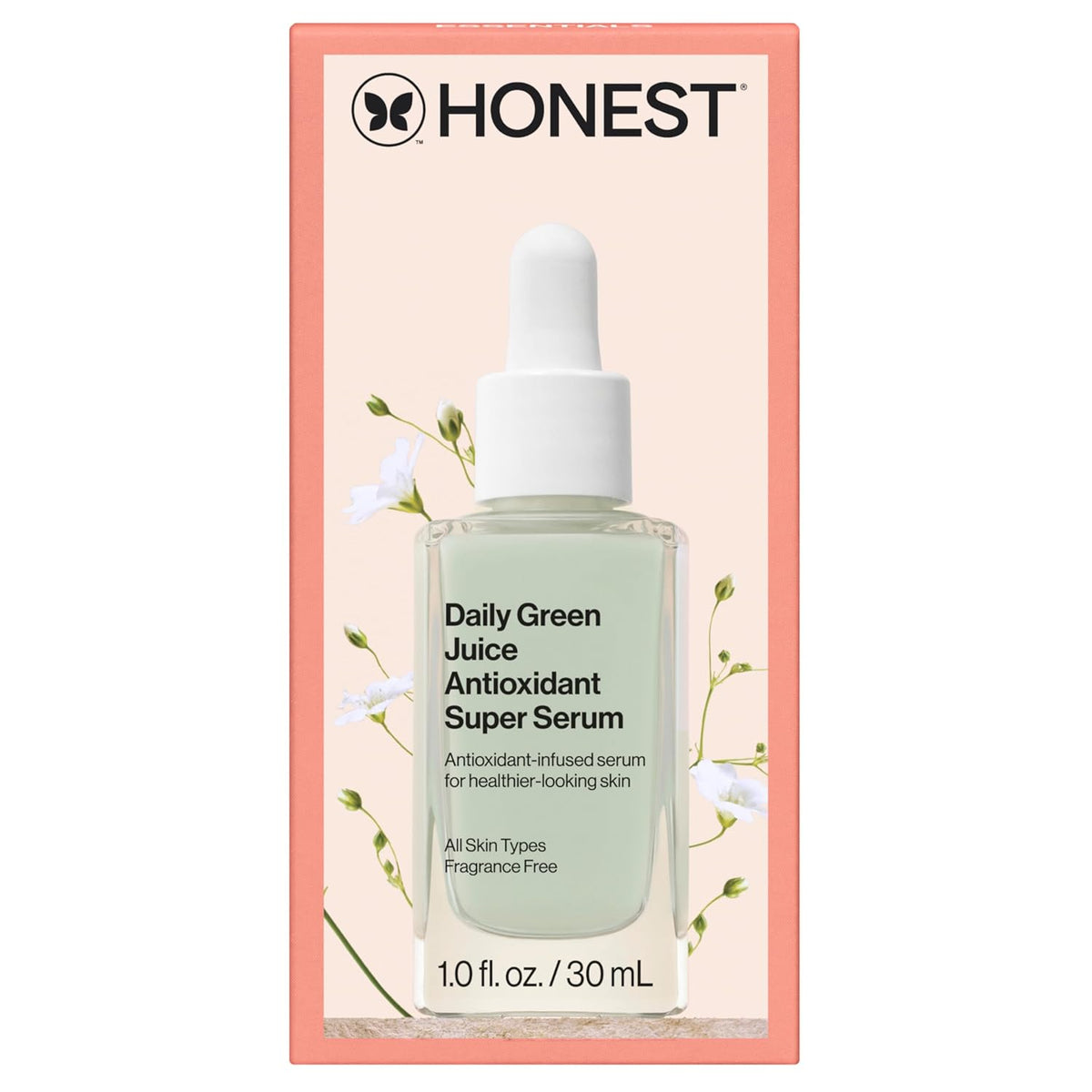 Honest Beauty Daily Green Juice Antioxidant Super Serum | Improves Skin Tone + Texture | Niacinamide + Hyaluronic Acid | Vegan + Cruelty Free | 1 fl oz