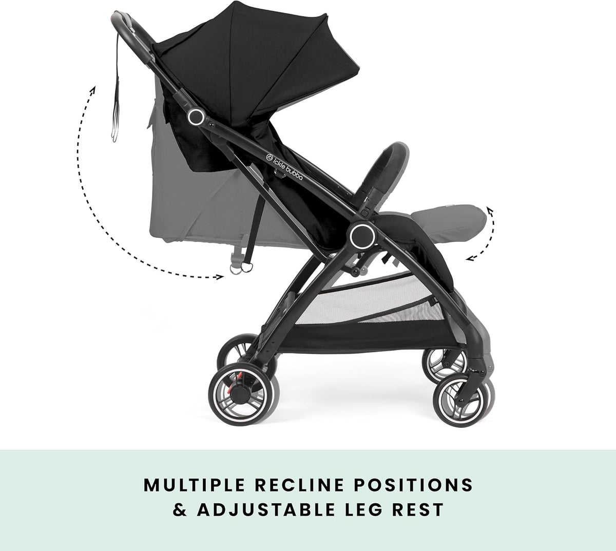Ickle Bubba Aries Auto-Fold Stroller – Ultra-Lightweight (6.1kg), Compact One-Touch Fold, Multi-Position Recline, Large Seat & Shopping Basket, UPF 50+ Sun Hood, Includes Rain Cover (Black)