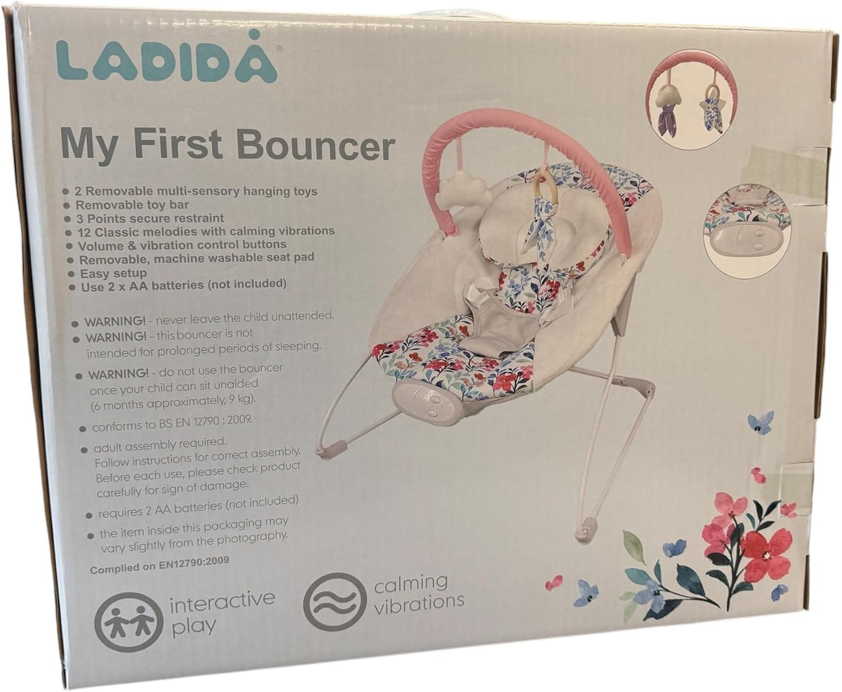 LADIDA My First Baby Bouncer with Soothing Music and Vibration