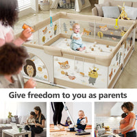 LIODUX Baby Playpen with Mat - 180 x 200cm, Baby Fence Play Area