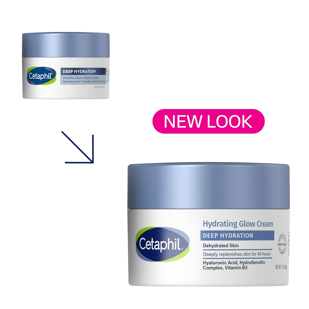 Cetaphil Deep Hydration Healthy Glow Daily Face Cream, 1.7 oz, 48 Hour Dry Skin Face Moisturizer for Sensitive Skin