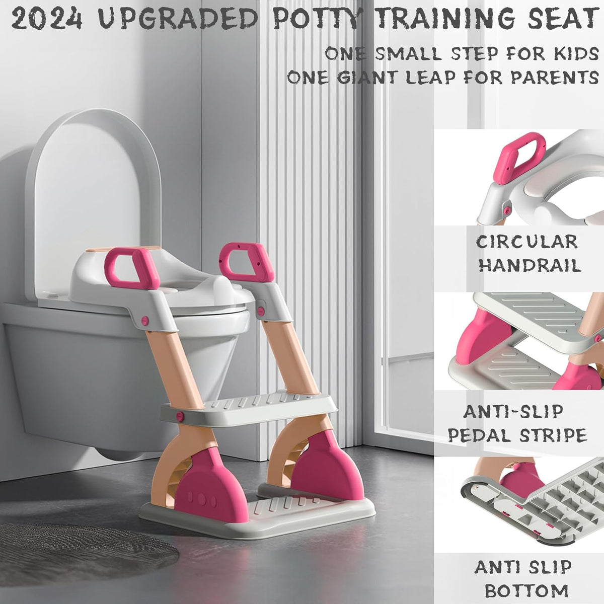 Potty Training Seat with Step Stool Ladder,Potty Training Toilet for Kids Boys Girls,Toddlers-Comfortable Safe Potty Seat with Anti-Slip Pads Ladder
