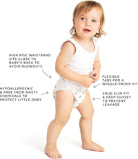 Tooshies Nappies | Size 4 Toddler 10-15kg | Made with Organic Bamboo | 12 hrs leak free | Unisex | Rainbow Print | 2x36pk