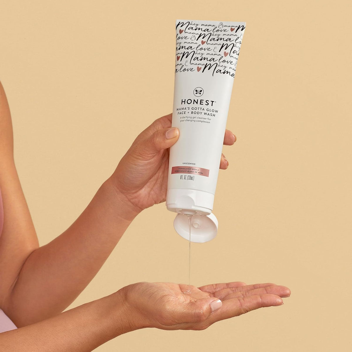 The Honest Company Honest Mama's Gotta Glow Face and Body Wash | Pregnancy-Safe Clarifying + Exfoliating AHA Cleanser | 8 fl oz