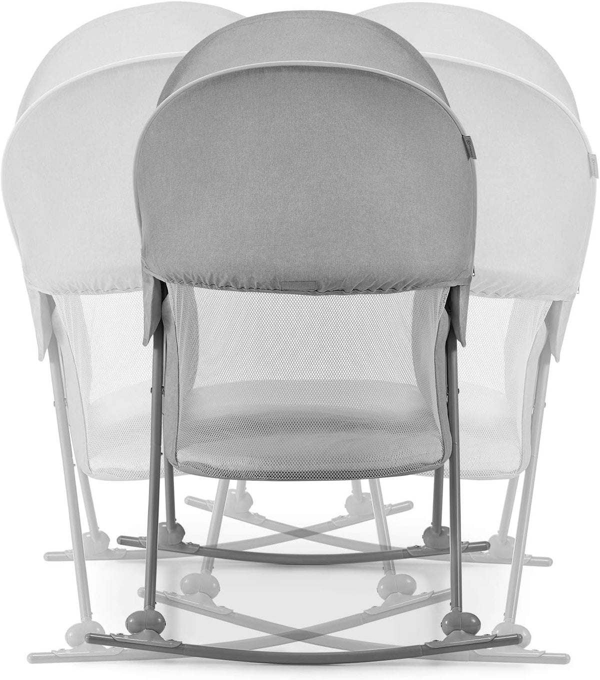 Kinderkraft Baby Crib 3 in 1 LOVI, Cradle, Travel Cot, Rocker, Easy Folding and Unfolding, Adjustable Canopy, with Accessories, Mattress Cover, Included Toys, Transport Bag, for Newborn, 0-9 kg, Gray
