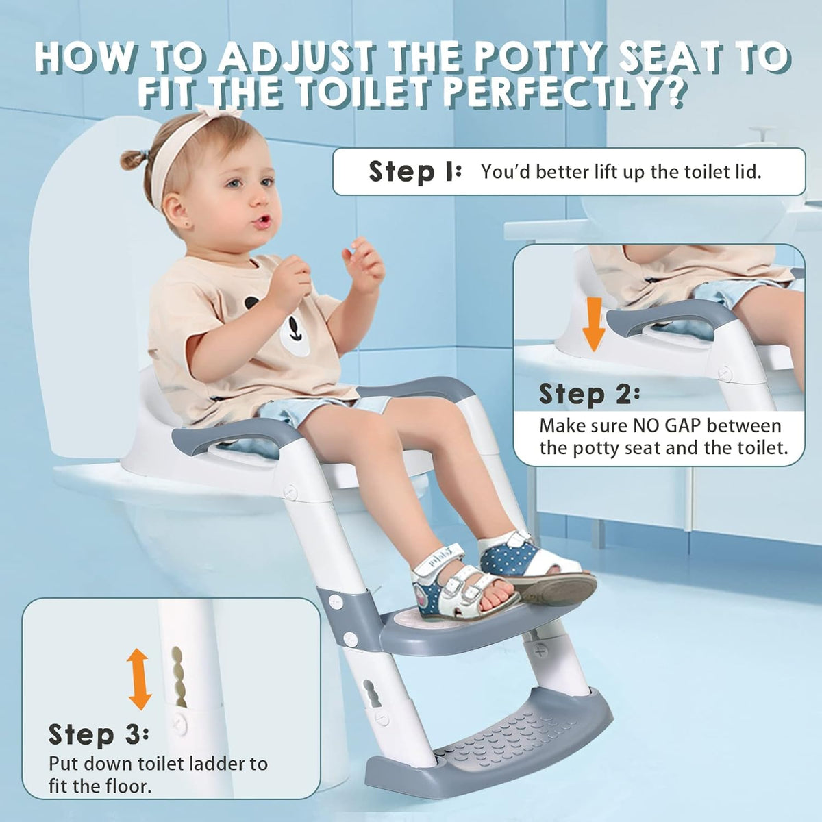 Potty Training Seat with Step Stool Ladder (Grey)