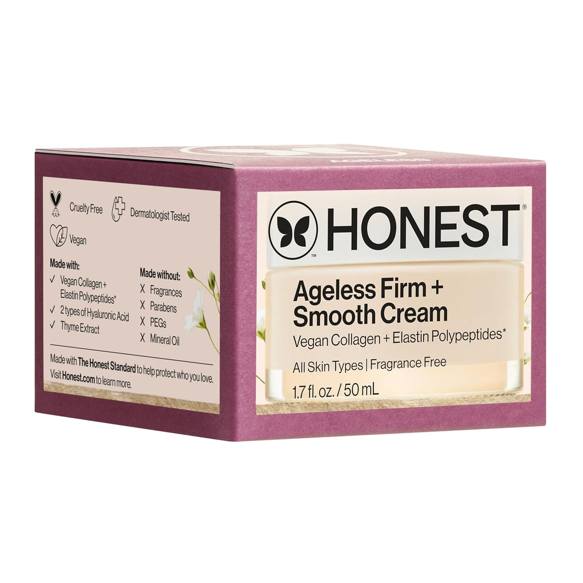 Honest Beauty Ageless Firm and Smooth Cream | Powered by Vegan Collagen and Elastin Polypeptides