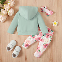 PATPAT Newborn Infant Baby Girl Clothes Hoodie Set with Headband Long Sleeve Sweatshirts Tops Pants Outfits Toddler Clothing Gift 0-24 Months