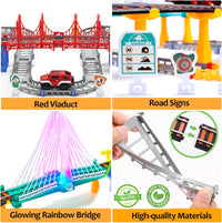 Train Set Toy, Race Tracks with Electric Car, Train Track Playset for 3 4 5 Years