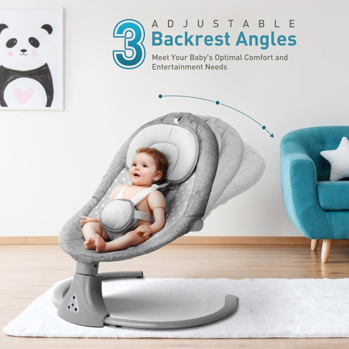Baby Swing with Bluetooth Remote Control | Baby Swing Chair 5 Levels Electric Baby Swing Cordless | Baby Rocking Chair 12 Lullaby & 3 Timer | 3 Angle Portable Baby Bouncer Swing for Newborn Boys Girls